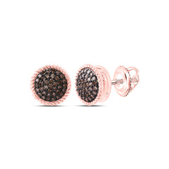 10k Gold 3/8 CTW-Natural Diamond Fashion Cognac Natural Round Earring