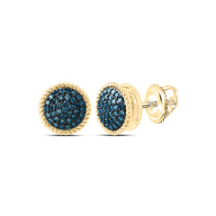10k Gold 3/8 CTW-Natural Diamond Fashion Blue Diamond Round Earring