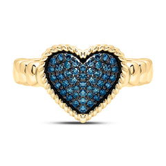 10k Gold 1/4 CTW-Natural Diamond Fashion Blue Natural Diamondheart Ring