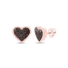 10k Gold 3/8 CTW-Natural Diamond Fashion Cognac Natural Heart Earring