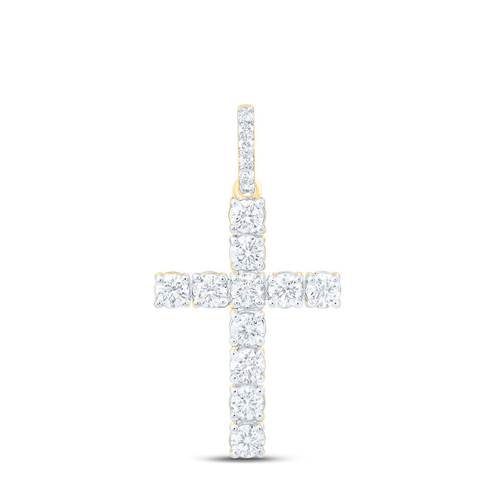 14k Gold 1 CTW-Natural Diamond Fashion Cross Pendant