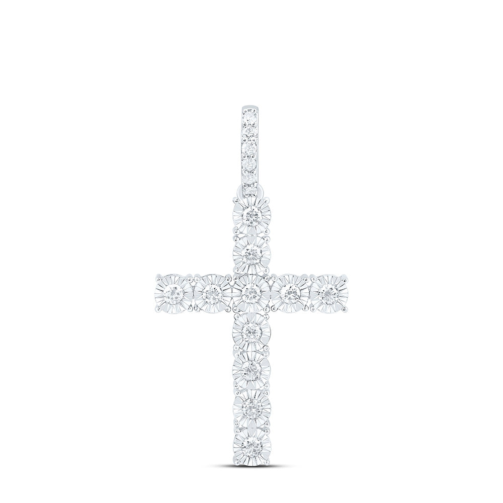 10k Gold 1/2 CTW-Natural Diamond Fashion Cross Pendant