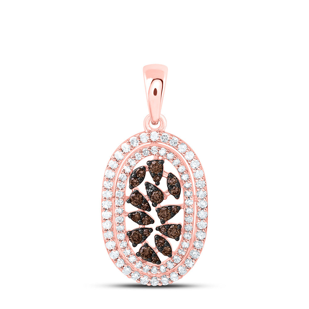 10k Gold 3/8 CTW-Natural Diamond Gift Cognac Natural Pendant