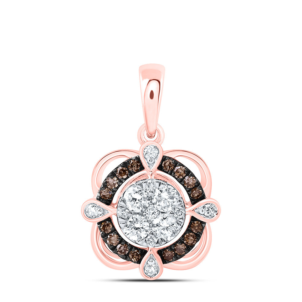 10k Gold 3/8 CTW-Natural Diamond Fashion Cognac Natural Pendant