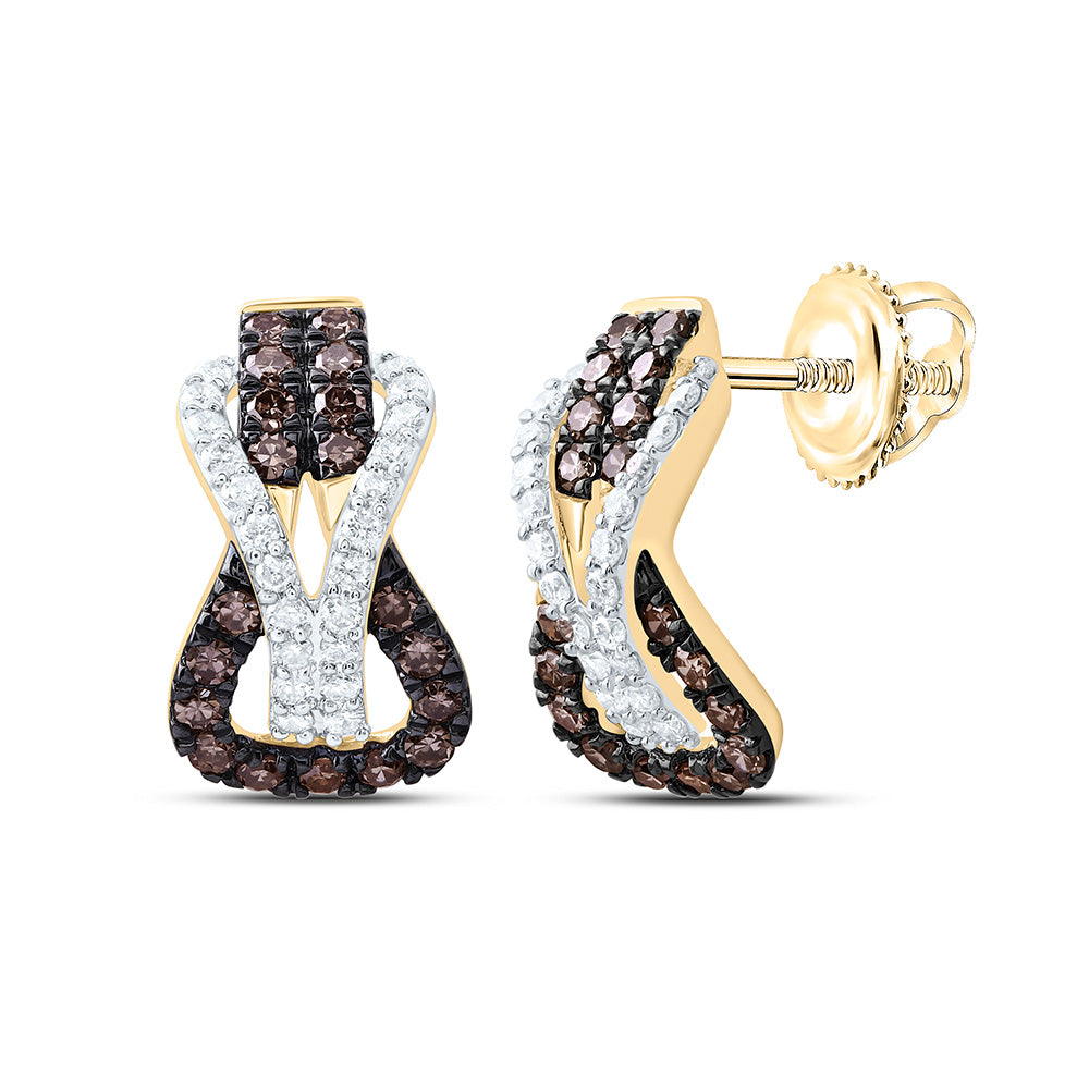 10k Gold 1/3 CTW-Natural Diamond Fashion Cognac Natural Heracle Knot Earring