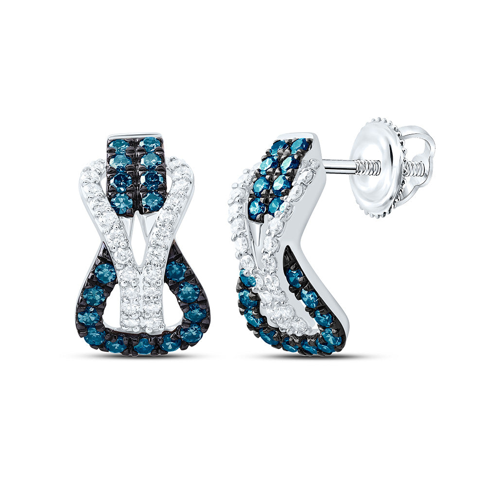 10k Gold 1/3 CTW-Natural Diamond Natural Blue Diamond Heracle Knot Earring