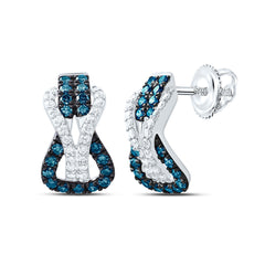 10k Gold 1/3 CTW-Natural Diamond Natural Blue Diamond Heracle Knot Earring