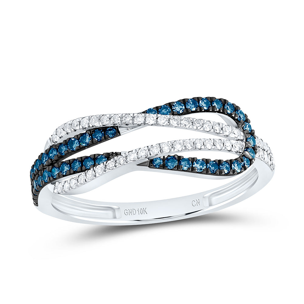 10k Gold 1/3 CTW-Natural Diamond Blue Diamond Heracle Knot Ring