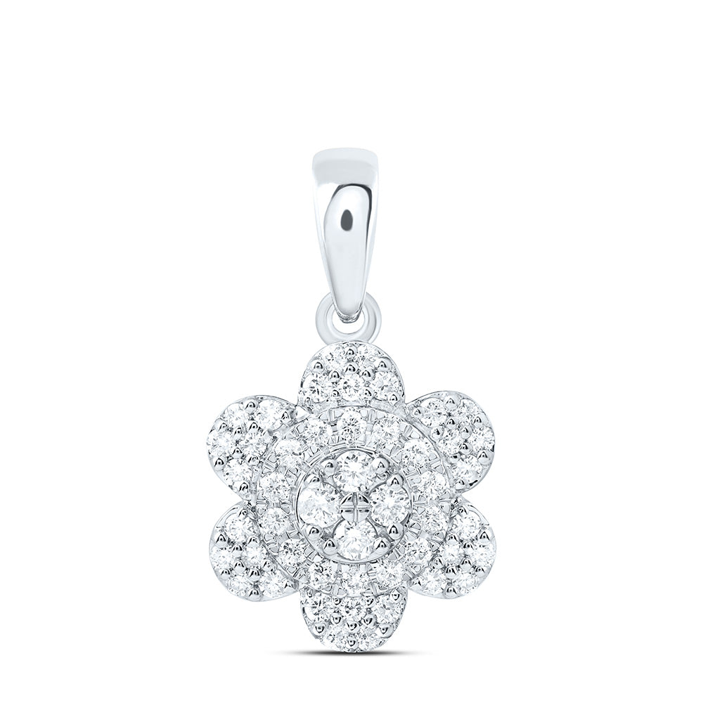 10k Gold 1/3 CTW-Natural Diamond Fashion Flower Pendant