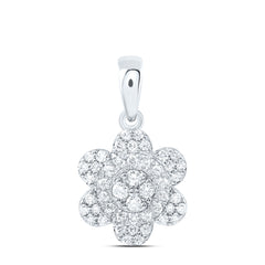 10k Gold 1/3 CTW-Natural Diamond Fashion Flower Pendant