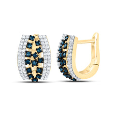 10k Gold 1/2 CTW-Natural Diamond Blue Diamond Hoop Earring