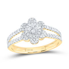 10k Gold 3/8 CTW-Natural Diamond Flower Ring