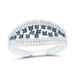 10k Gold 3/8 CTW-Natural Diamond Blue Natural Diamond Fashion Ring