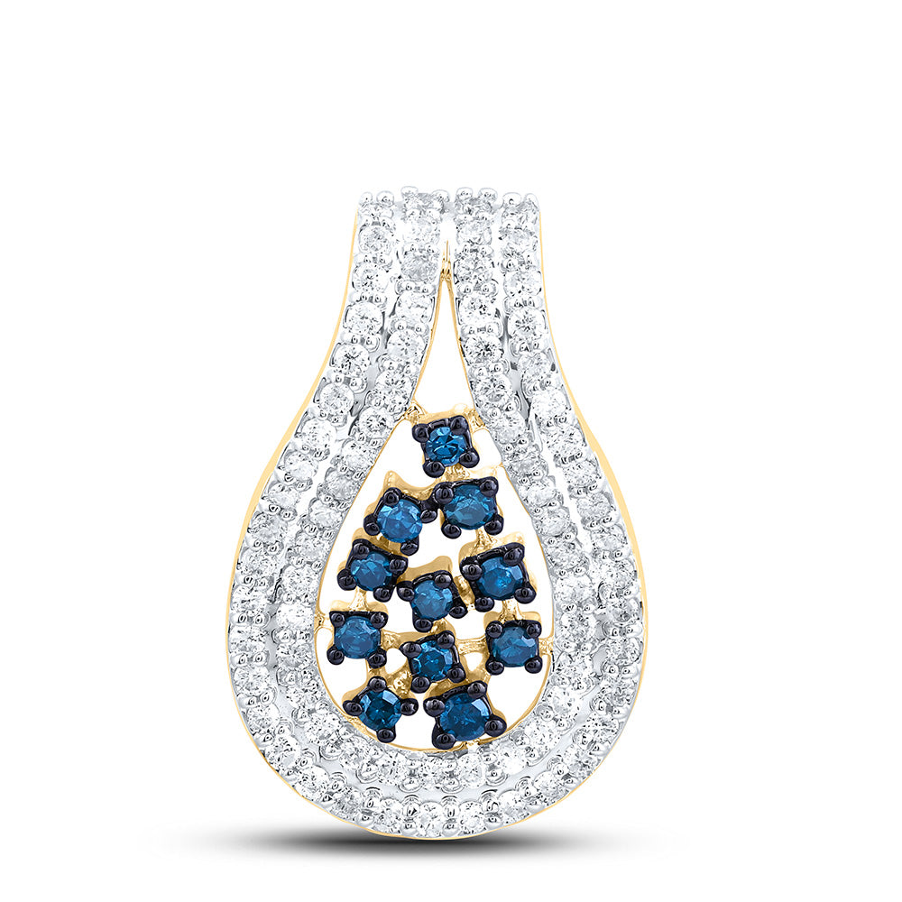 10k Gold 1/4 CTW-Natural Diamond Blue Diamond Fashion Pendant