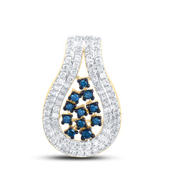 10k Gold 1/4 CTW-Natural Diamond Blue Diamond Fashion Pendant