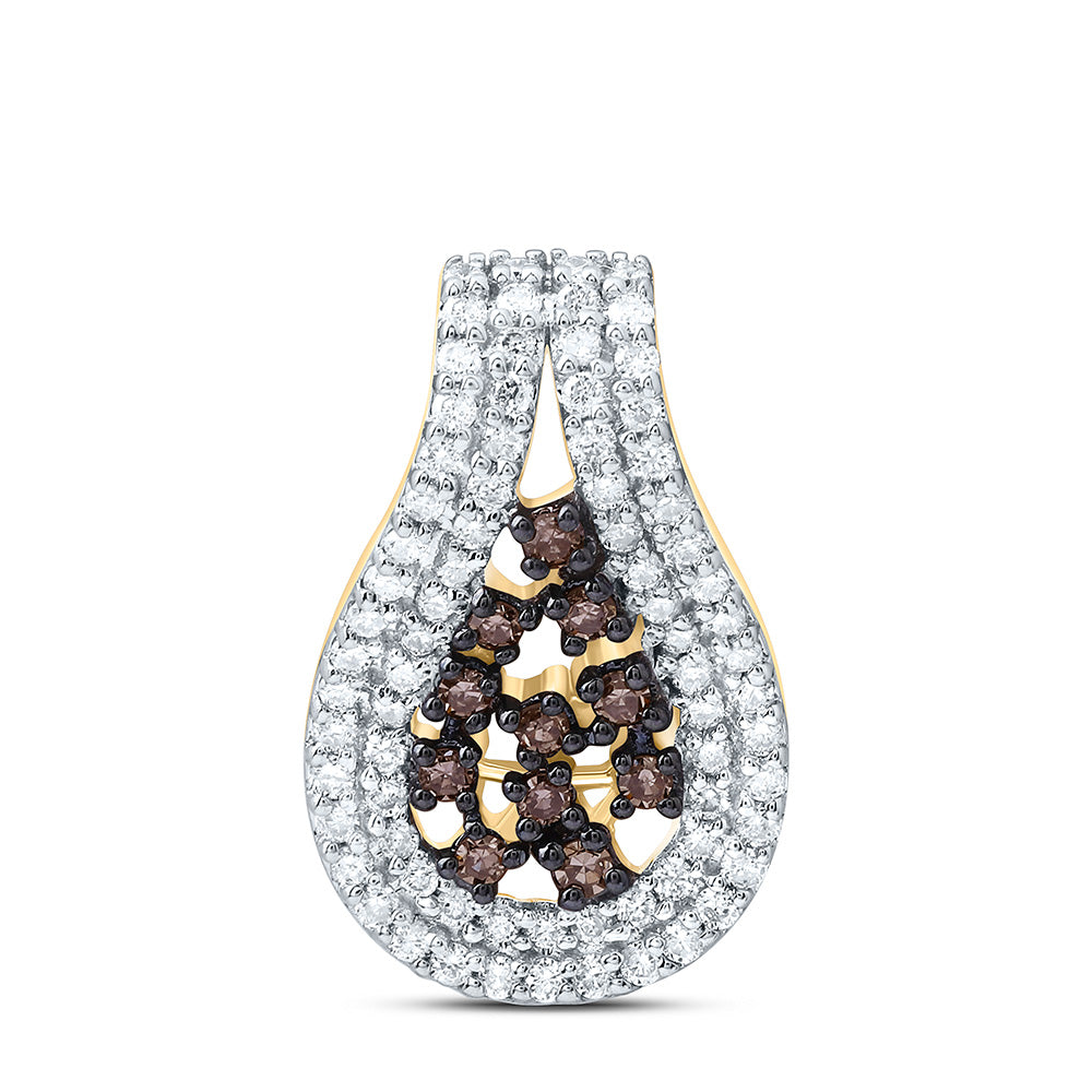 10k Gold 1/4 CTW-Natural Diamond Fashion Cognac Natural Pendant