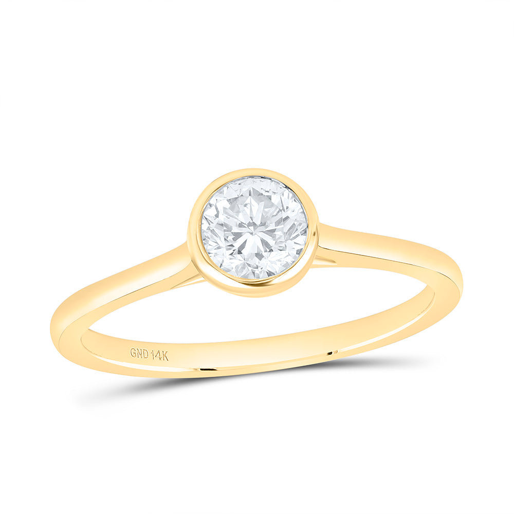 14k Gold 1/2 CTW-Natural Diamond Ij-Si Round Solitaire Ring