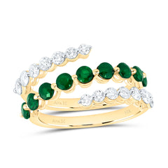 14k Gold 7/8 CTW-Natural Diamond 1 Ct-Rd-Em Natural Gemstone Ring