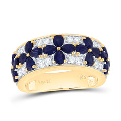 14k Gold 1/3 CTW-Natural Diamond 2 1/3 Ct-Ps-Bs Natural Gemstone Clover Ring