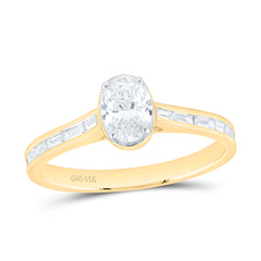 14k Gold 7/8 CTW-Natural Diamond Ij-Si Fashion Oval Ring