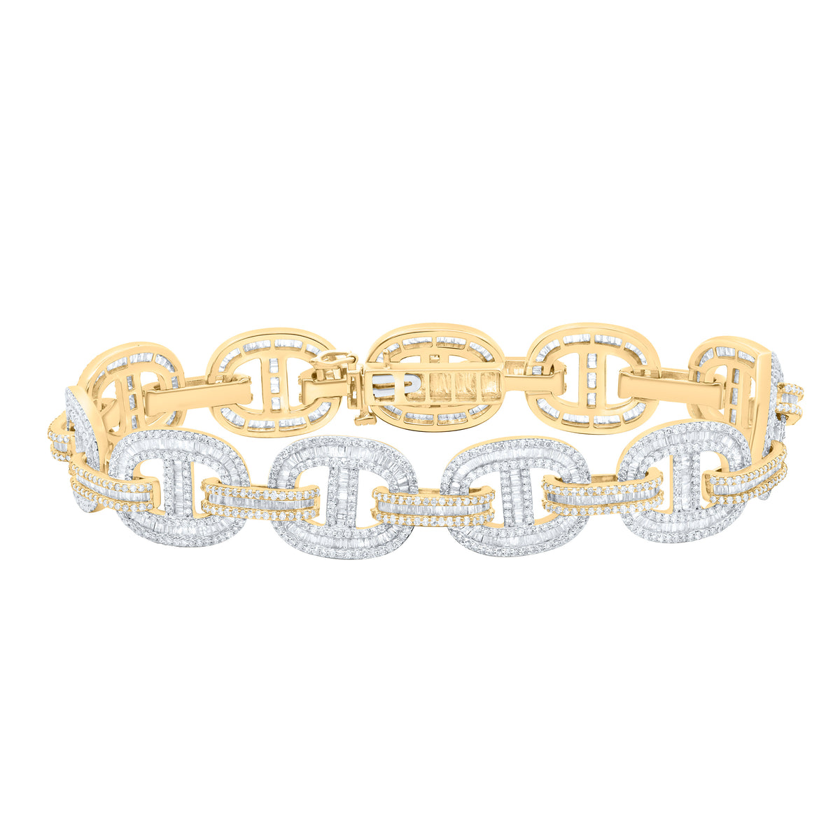 10k Gold 8 3/8 CTW-Natural Diamond 13.40 MM Cuban Mens Bracelet (8 Inch )