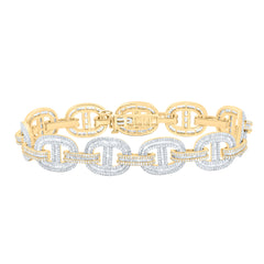 10k Gold 8 3/8 CTW-Natural Diamond 13.40 MM Cuban Mens Bracelet (8 Inch )