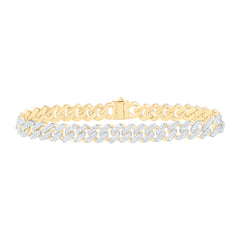 10k Gold 3 3/4 CTW-Natural Diamond 8.0 MM Cuban Mens Bracelet (8 Inch )