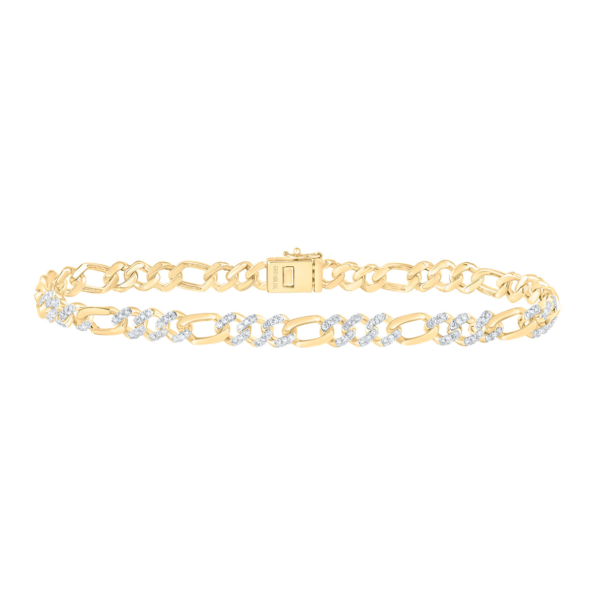 10k Gold 1 CTW-Natural Diamond Cuban Li Mens Bracelet (8 Inch )
