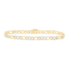 10k Gold 1 CTW-Natural Diamond Cuban Li Mens Bracelet (8 Inch )