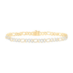 10k Gold 1 5/8 CTW-Natural Diamond Cuban Li Mens Bracelet (8 Inch )