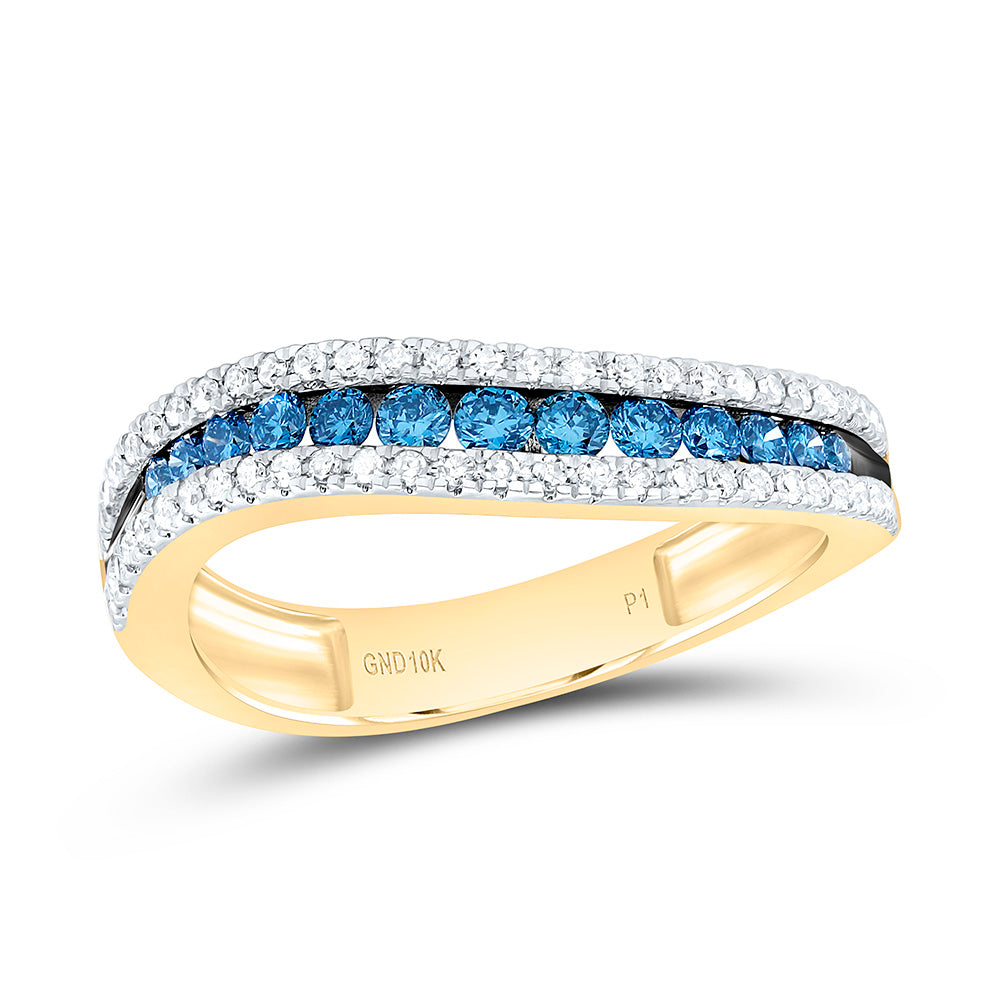 10k Gold 1/2 CTW-Natural Diamond Blue Diamond Gift Ring
