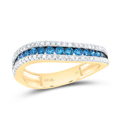 10k Gold 1/2 CTW-Natural Diamond Blue Diamond Gift Ring