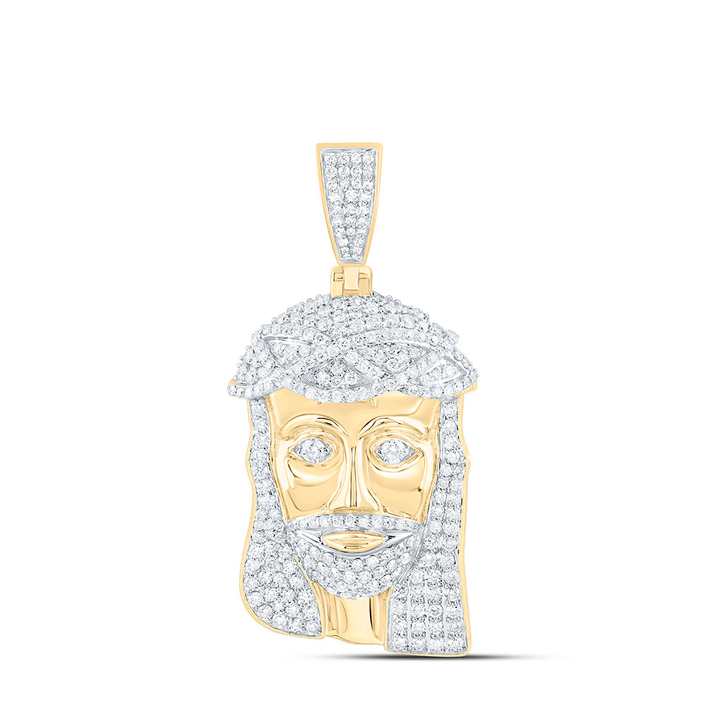 10k Gold 3 CTW-Natural Diamond Jesus Mens Charm