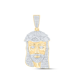 10k Gold 3 CTW-Natural Diamond Jesus Mens Charm
