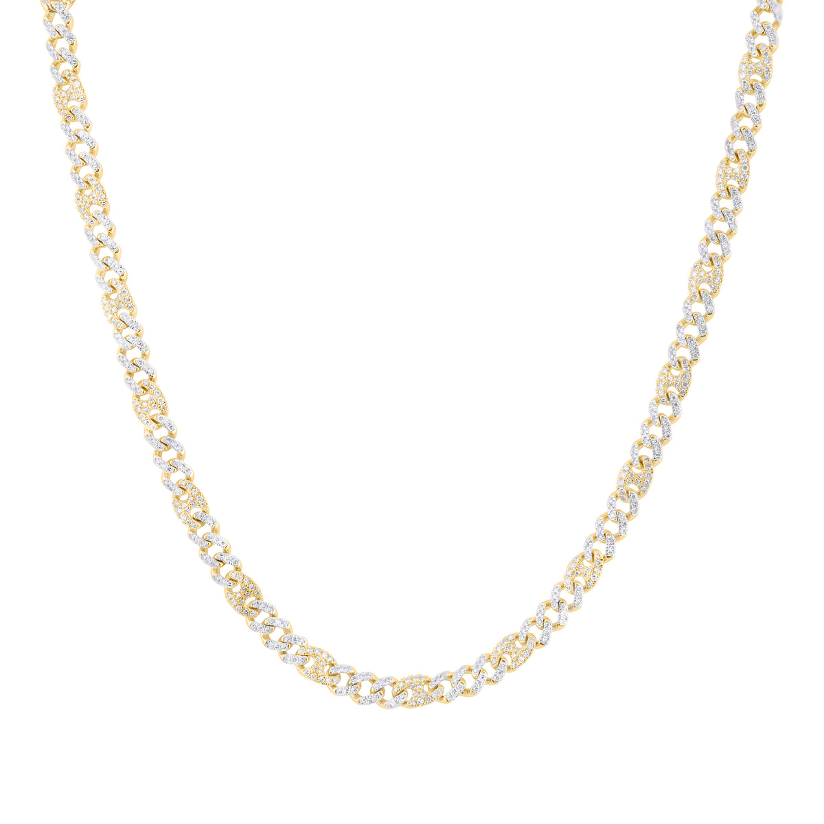 10k Gold 4 1/5 CTW-Natural Diamond Cuban Li Mens Chain (20 Inch )