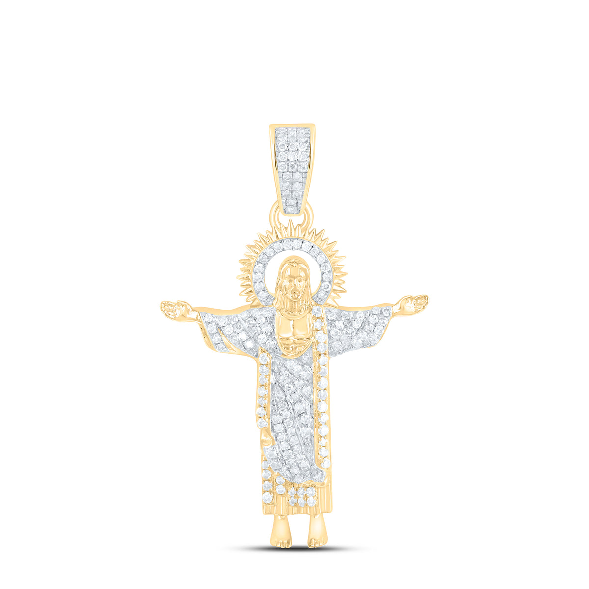 10k Gold 1/3 CTW-Natural Diamond Jesus Mens Charm