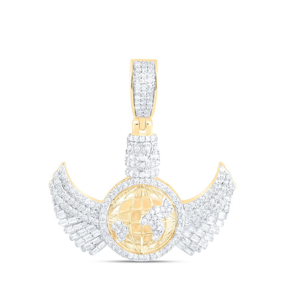 10k Gold 1/2 CTW-Natural Diamond Wings World Mens Charm