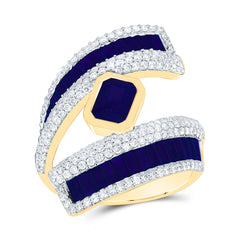 14k Gold 7/8 CTW-Natural Diamond 7X5MM-Em-Bs, 2 3/8 Ct-Bag-Bs Natural Gemstone Ring