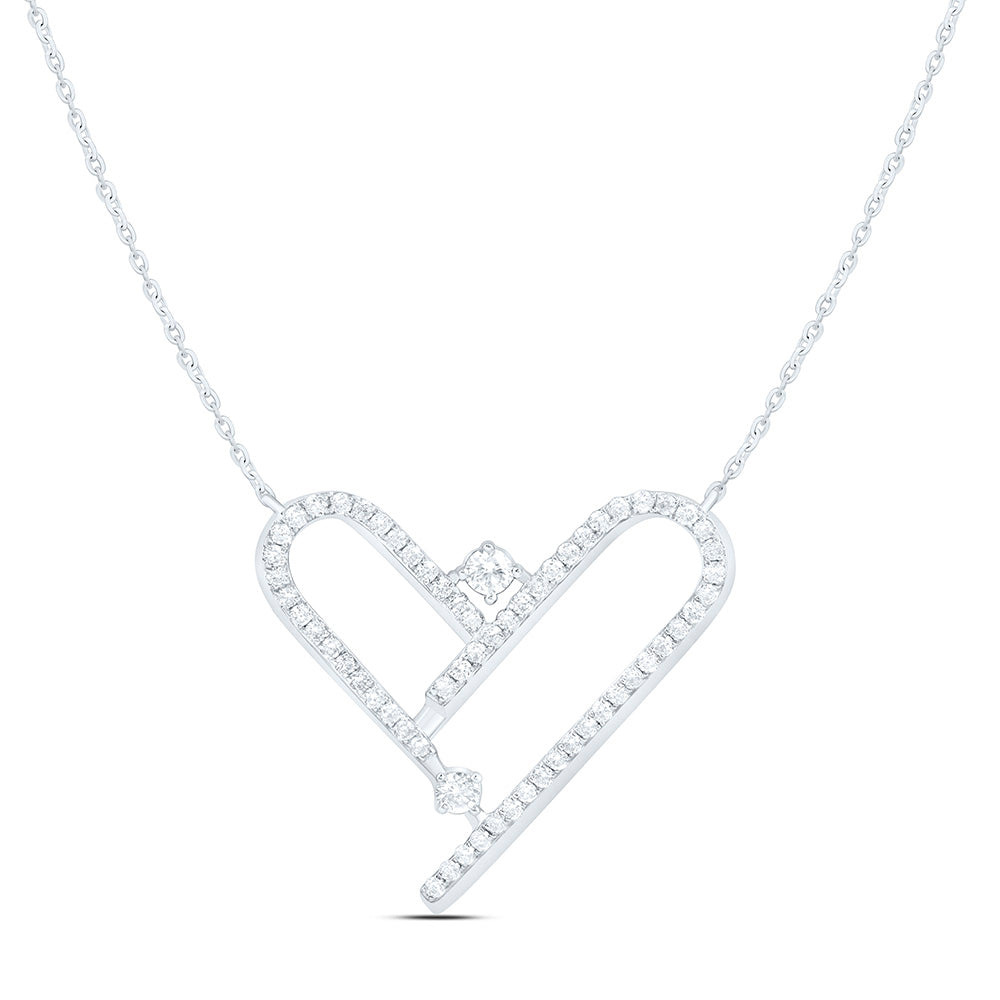 14k Gold 1/3 CTW-Natural Diamond Fashion Heart Necklace (18 Inch )