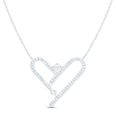 14k Gold 1/3 CTW-Natural Diamond Fashion Heart Necklace (18 Inch )