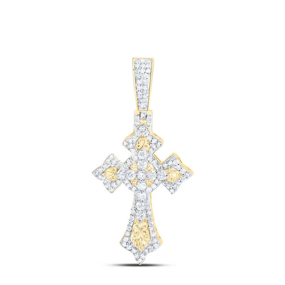 10k Gold 5/8 CTW-Natural Diamond Fashion Cross Pendant