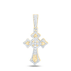 10k Gold 5/8 CTW-Natural Diamond Fashion Cross Pendant