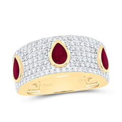 14k Gold 7/8 CTW-Natural Diamond 6X4MM-Ps-Ru Natural Gemstone Pear Ring
