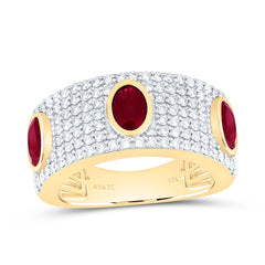 14k Gold 7/8 CTW-Natural Diamond 6X4MM-Ov-Ru Natural Gemstone Oval Ring
