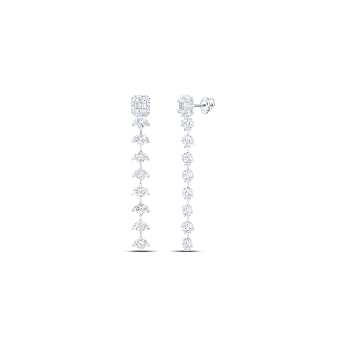 14k Gold 1 1/2 CTW-Natural Diamond Fashion Emerald Dangling Earring