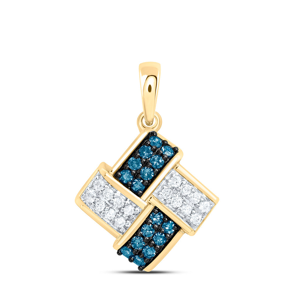 10k Gold 1/6 CTW-Natural Diamond Blue Diamond Pendant