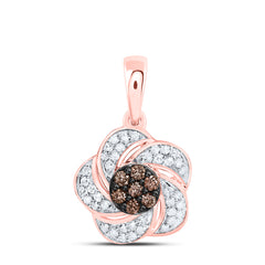 10k Gold 1/4 CTW-Natural Diamond Fashion Cognac Natural Flower Pendant