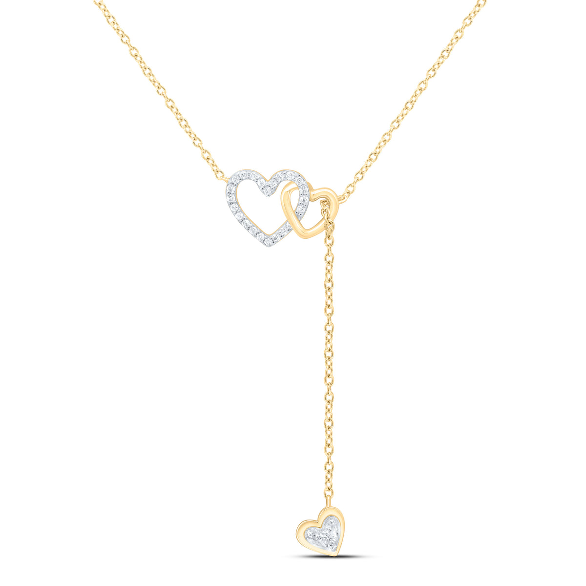 10k Gold 1/10 CTW-Natural Diamond Fashion Heart Necklace (16Inch )