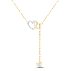 10k Gold 1/10 CTW-Natural Diamond Fashion Heart Necklace (16Inch )