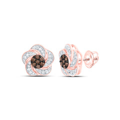 10k Gold 1/3 CTW-Natural Diamond Cognac Natural Flower Earring
